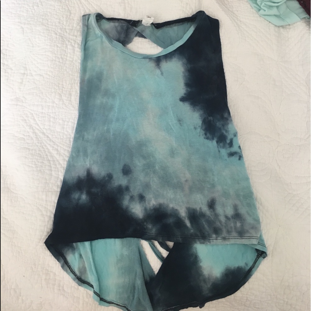 Blue tye-dye razer back tank